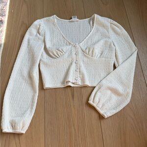 Chic White Textured Women's Blouse